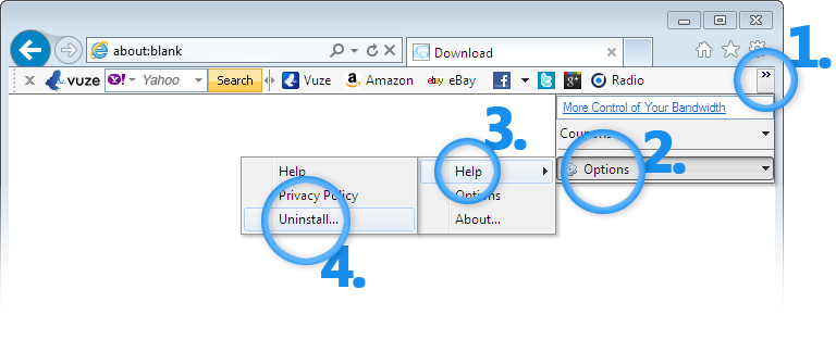 Remove Vuze Toolbar from Internet Explorer